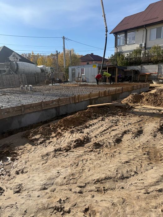 Фундамент. Кладка газоблоку, цегли. Покрівельні роботи.