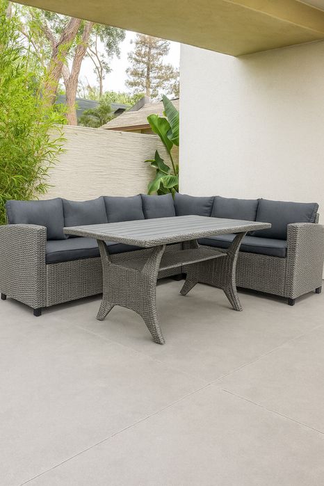 Meble ogrodowe narożnik technorattan szary/grafit  lewo/prawo stronny