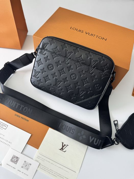 Сумка Louis Vuitton Duo, чоловіча чорна шкіряна сумка луі вітон 2в1, через плече, купити сумку
