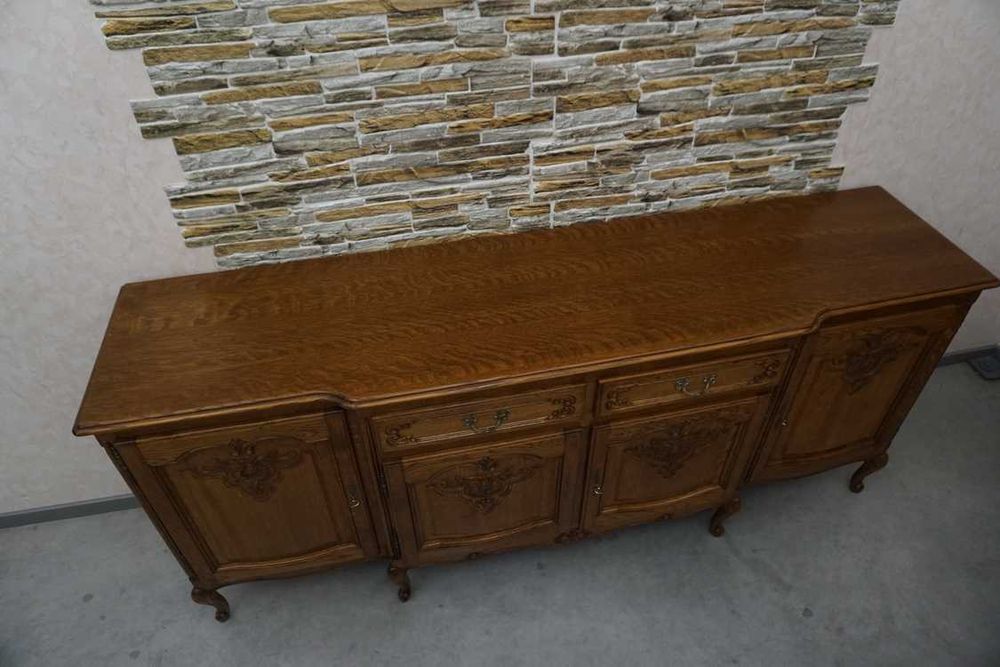 www.HD-MEBEL.pl  Komoda Dębowa Chippendale szer. 220 cm  ( P-1446 )