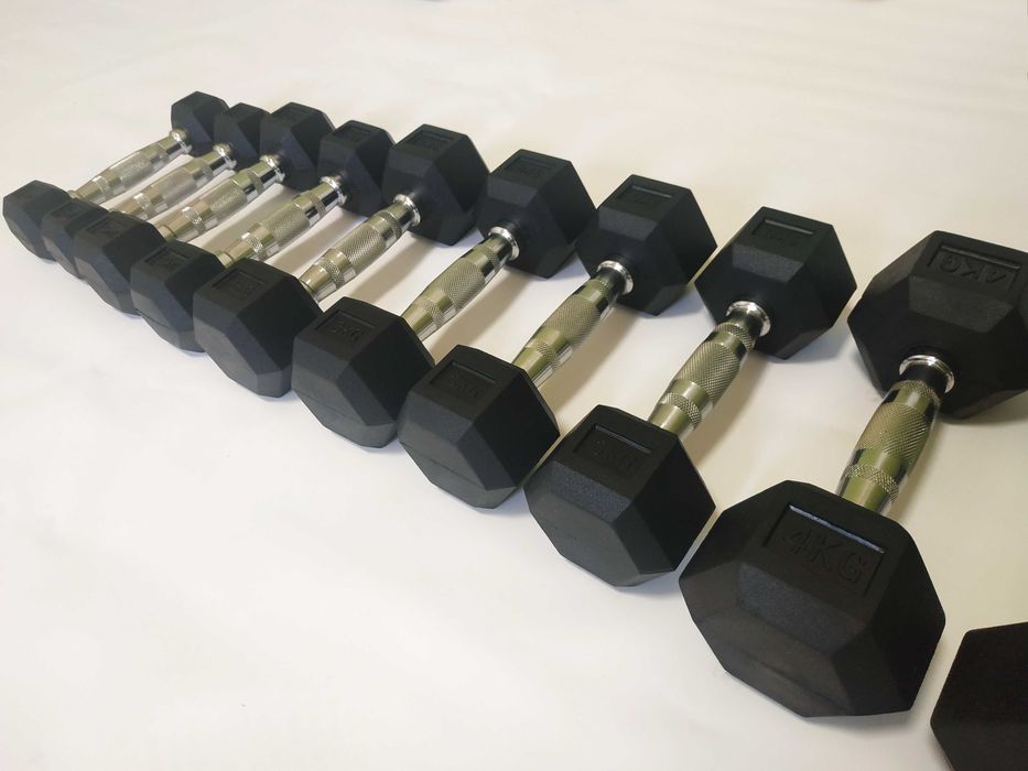 Набор гантель 1-10 кг в резине (шестигранные гексагональные)