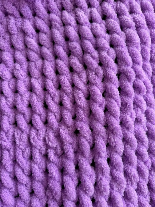 Плед із пряжі Алізе Пуффі Плюшевий плед на виписку або в коляску