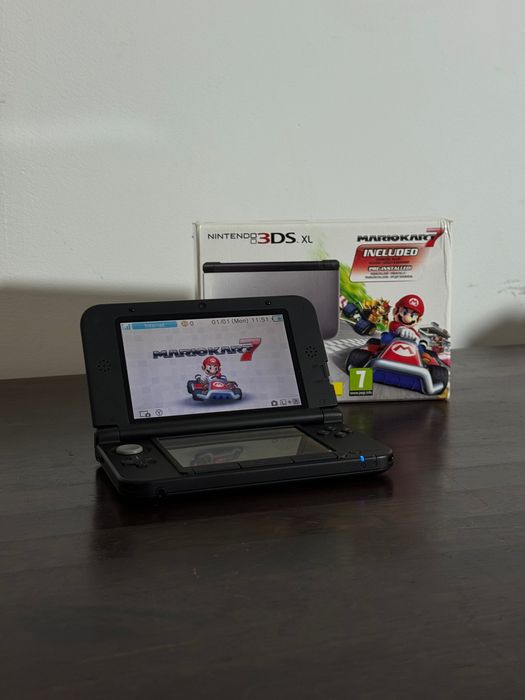 Nintendo 3DS XL Black | Stan kolekcjonerski | idealny | Pełny Zestaw | Mario Kart 7 Pre-installed