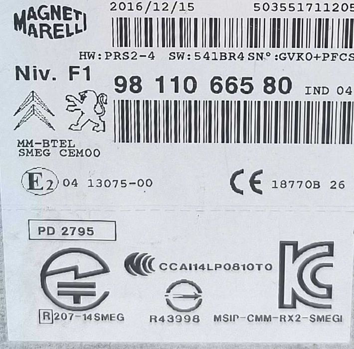 Rádio / Auto Rádio 9811066580 - PEUGEOT 2008 I