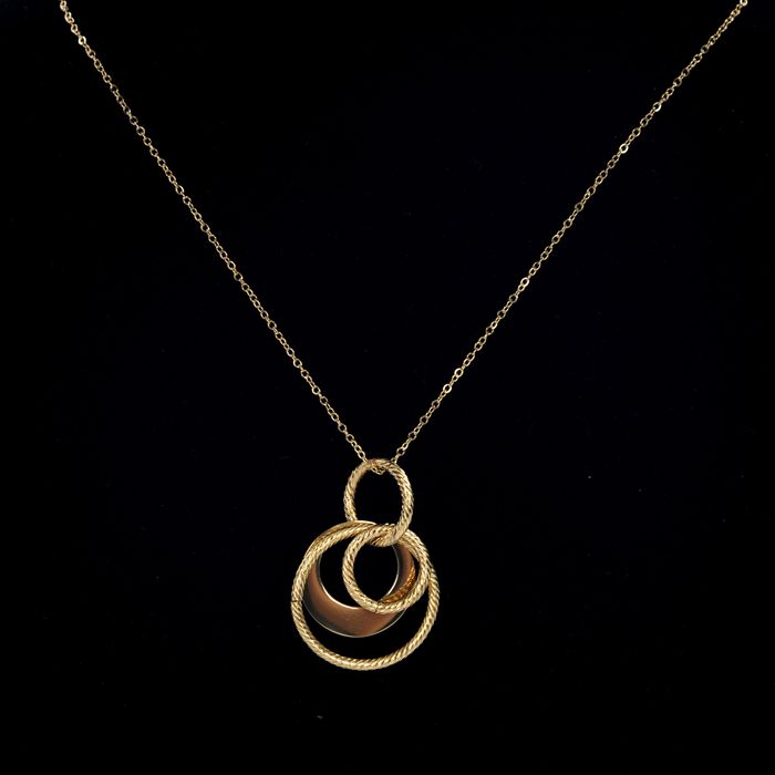 Łańcuszek Celebrytka Koła w Kołach Złoty Stal 136