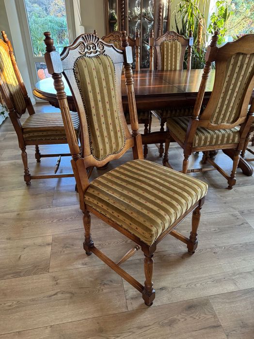 Duży Stół Dębowy Rozkładany 270cm + 8 Krzeseł. Styl Holenderski