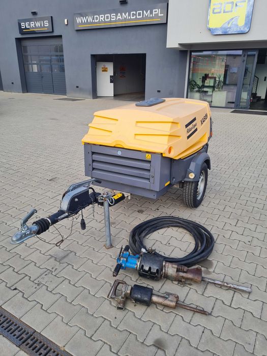 Sprężarka Atlas Copco XAS 47 + młoty pneumatyczne + wąż rok 2013