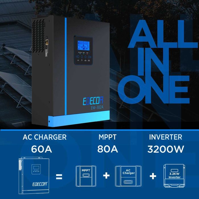 Гібридний Інвертор ДБЖ UPS Edecoa 3000/4000/5500/6200 Вт| ИБП инвертор