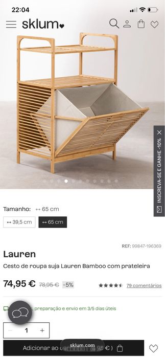 Cesto de Roupa SKLUM (nunca usado)