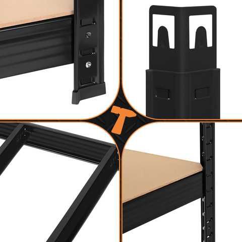 Regał Magazynowy Metalowy 1000kg Mocny Czarny Garaż Piwnica 180x90x40 OKAZJA