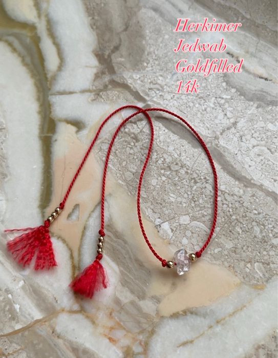 Bransoletka szczęścia na jedwabnym sznurku, Goldfilled 14k