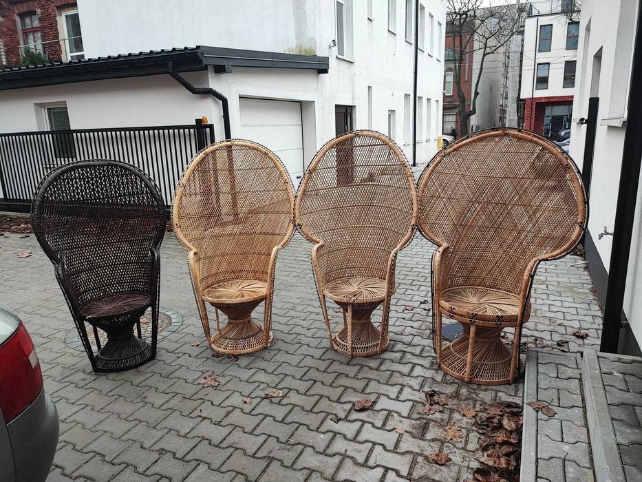 Kultowy fotel rattanowy " PAW ".