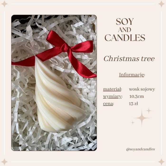 Świeca w kształcie choinki, dekoracja do domu, prezent, urodziny, zima