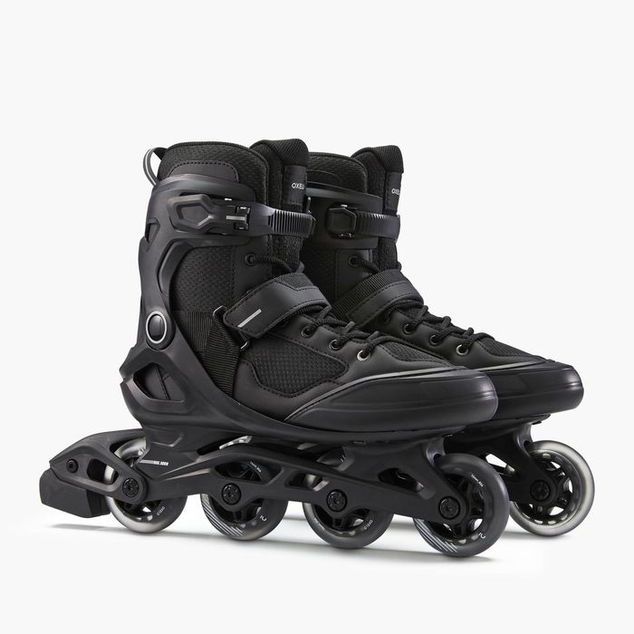 Patins em Linha Adulto FIT100 Preto/Prateado