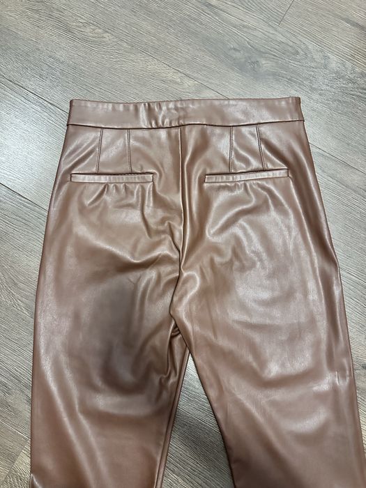 штани шкіряні коричневі розмір М bershka mango zara reserved