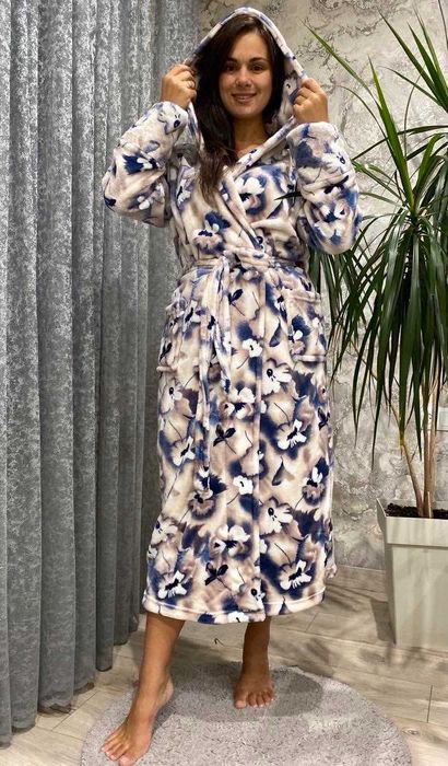 Женский махровый халат двойная махра / Женский халат на запах XL-6XL