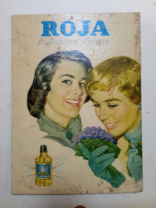 Cartaz publicitário poster cartonado ROJA anos 40 impressão litografia