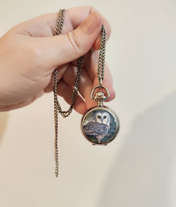 Zegarek kieszonkowy wisiorek naszyjnik sowa