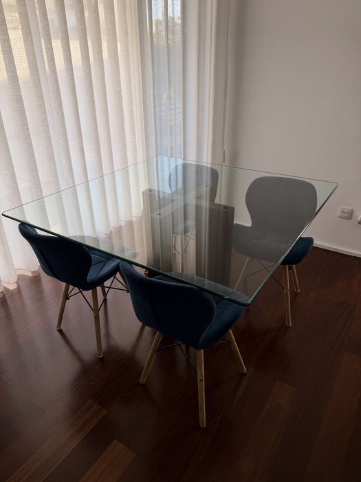 Mesa de Sala em vidro e madeira 1,30mts