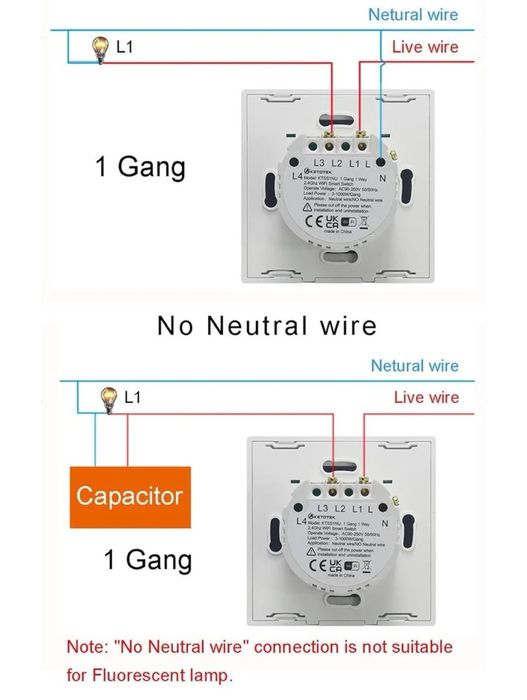 Inteligentny włącznik światła Smart WiFi dotykowy POJEDYNCZY
