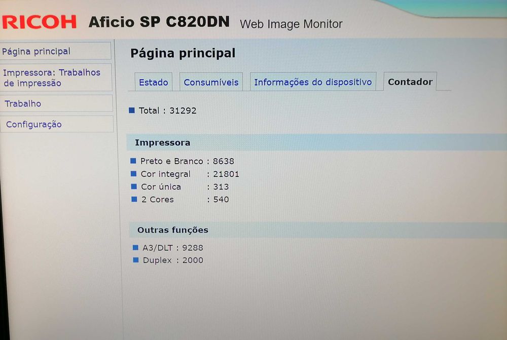 Impressora Ricoh Aficio SPC 820 DN
