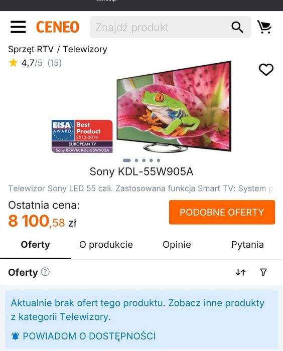 Telewizor Sony KDL - 55W905A 55 cali SMART TV