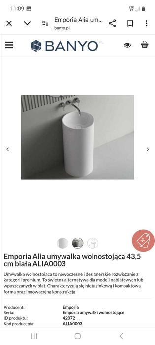 Umywalka wolnostojąca Emporia-Alia 0003