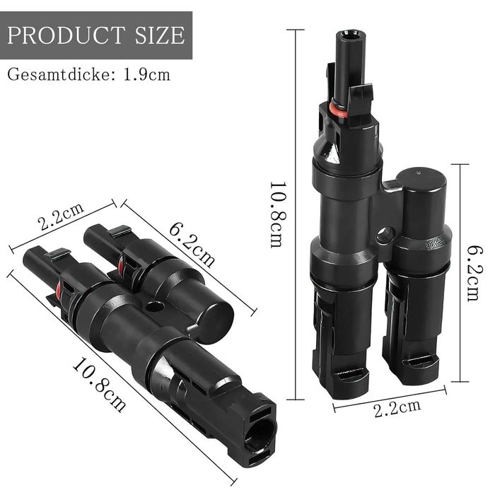 Conjunto Conector Solar 2T 3T 4T 5T 6T M/F  30A, 1000V