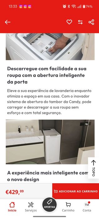 Máquina de lavar roupa Candy 7kg.