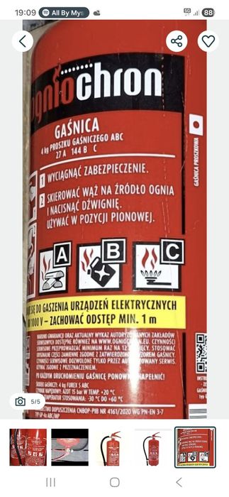 Gaśnica proszkowa gp4xabc zbiornik p.poż