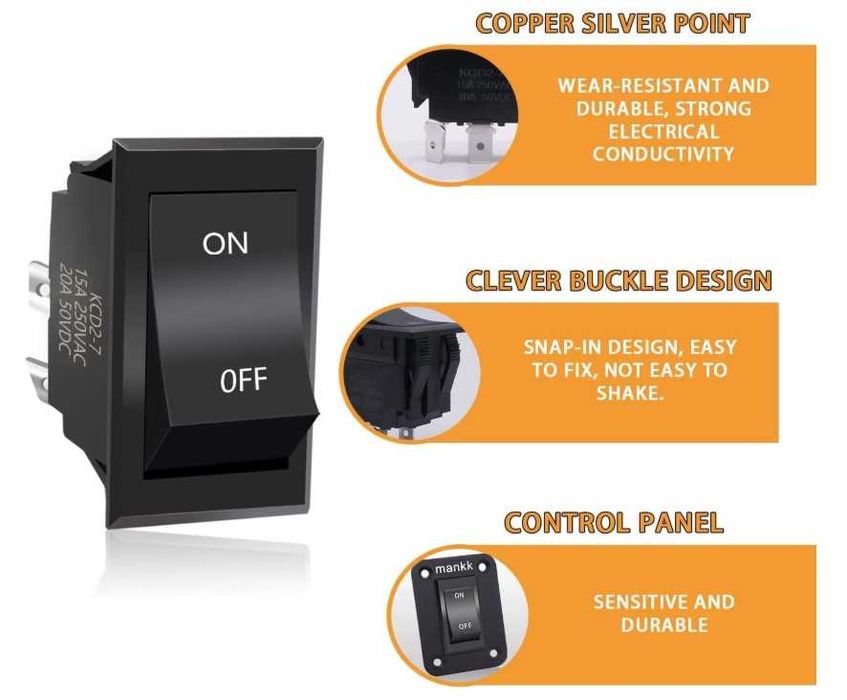 Przełącznik kołyskowy ON-OFF  20A Taiss