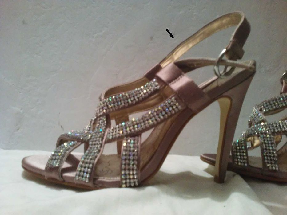 oryginalne! buty szpilki  satynowe- cyrkonie (wesele) 6,5-39/40