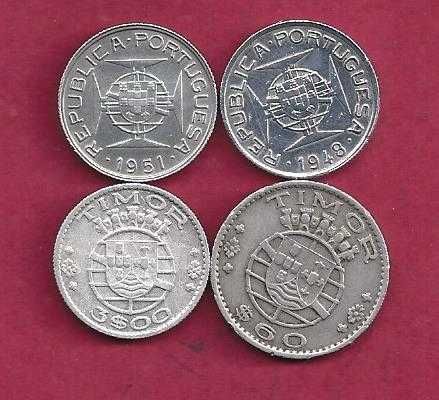 EX-COLONIAS    TIMOR  4  Moedas  Prata e Alpaca