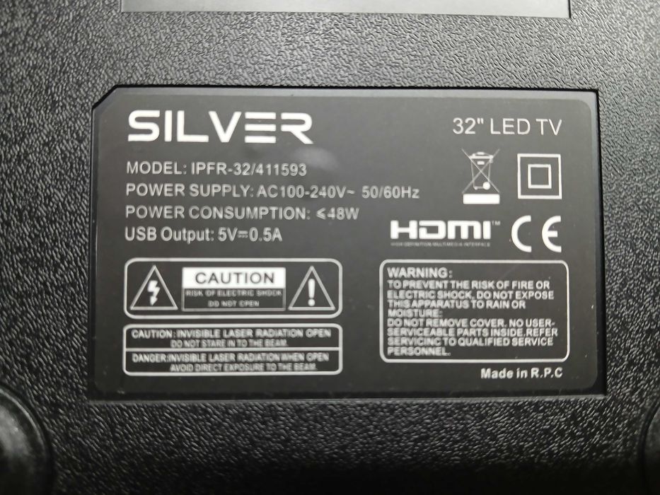 PEÇAS - TV LED 32" - Silver IPFR-32/411593 - com Ecrã Partido!!!