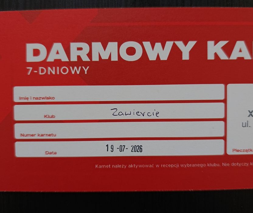 Darmowy karnet 7-dniowy