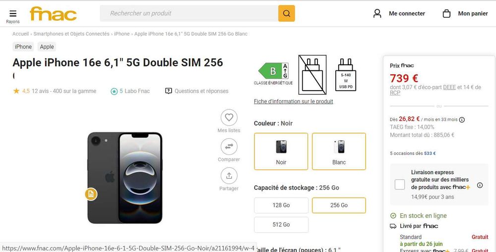 iphone 16e preto black 256G: POUPE 200€!