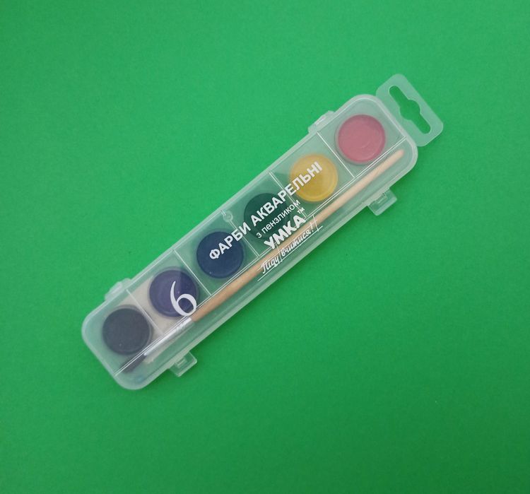 Акварельные краски, 6 цветов