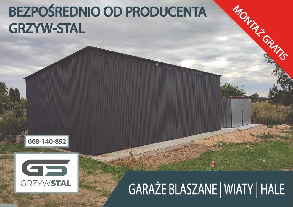 Garaż Blaszany /Wiata Blaszana / Magazyn / Blaszany/ Hala - GRZYWSTAL