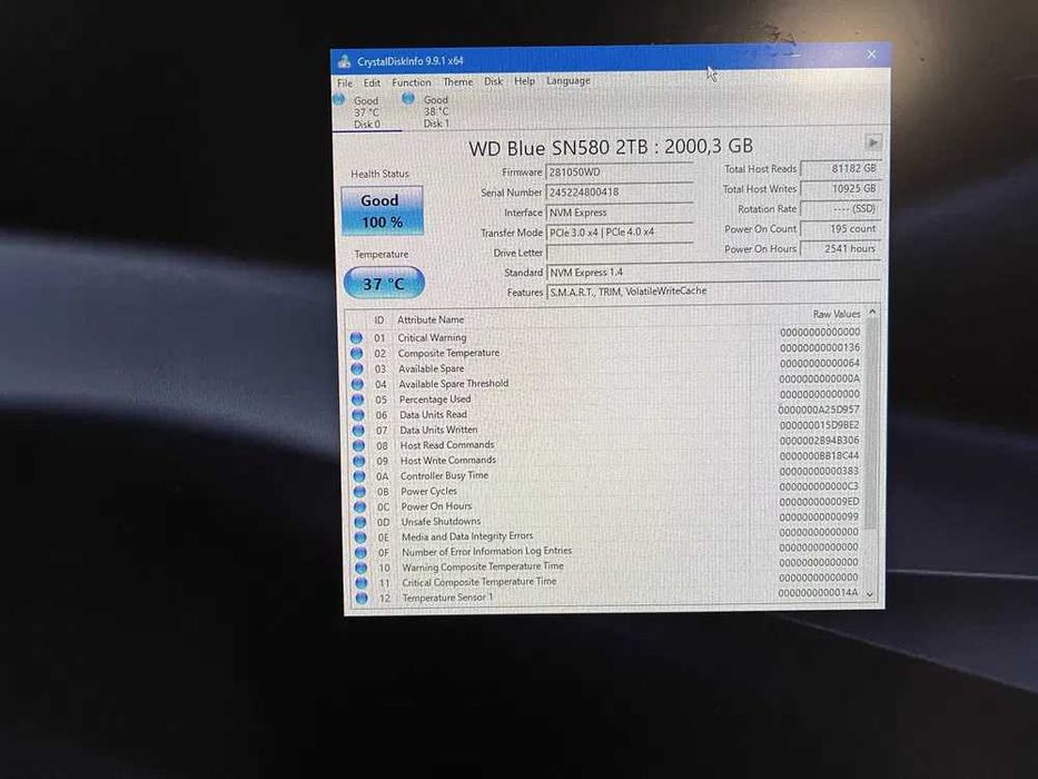 Dysk SSD WD Blue SN580 2TB NVMe PCIe 4.0 | Stan 100% | Gwarancja do 2030!