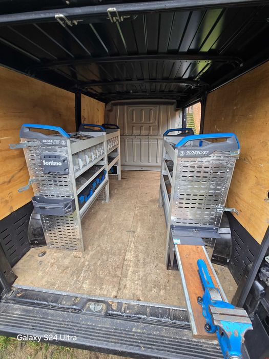 2x Sortimo zabudowa serwis do busa, regał, szuflady organizery, imadło