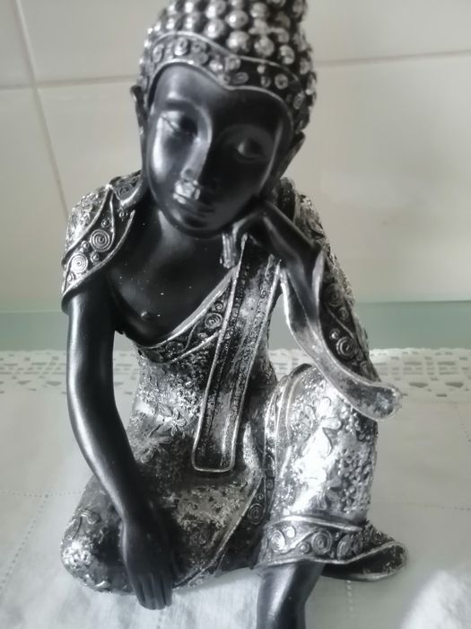 Budas decorativos preto e patiado+Base rotativa para TV ou computador,