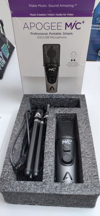 mikrofon Apogee MIC+, filtr POP, statyw - nowy zestaw