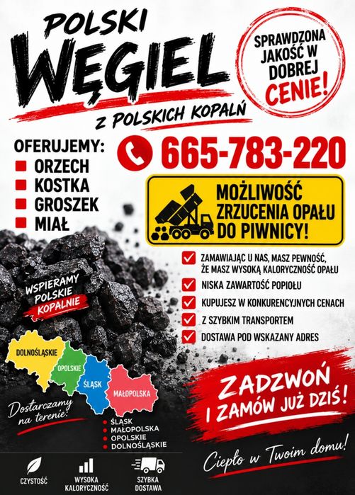 Węgiel -Orzech-Kostka-Groszek-Miał