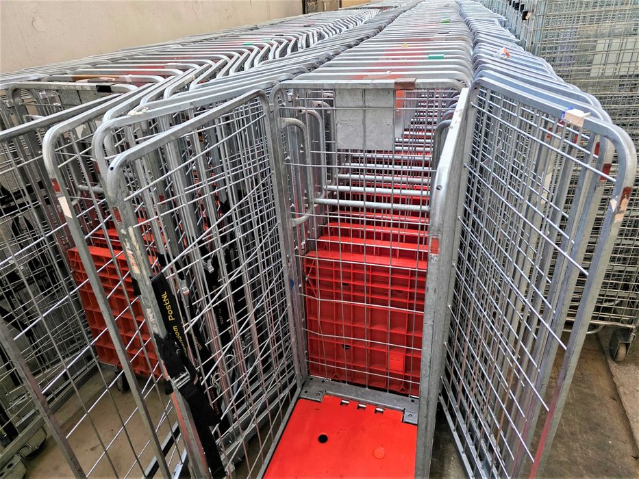 Wózek z HAMULCEM Magazyn Kurierski Transportowy Gniazdowy Rollkontener
