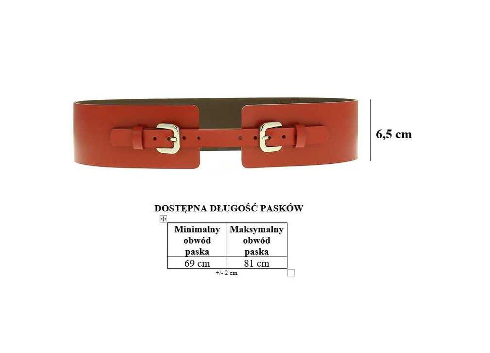 Szeroki pasek damski skórzany czarny polski producent 6,5 cm