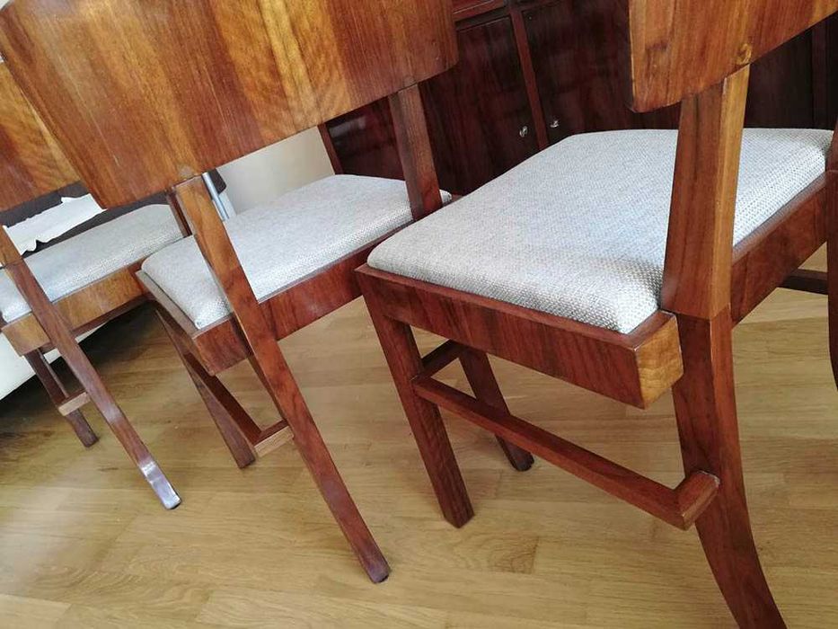 ART DECO / krzesła, komplet x 3, super forma, po renowacji