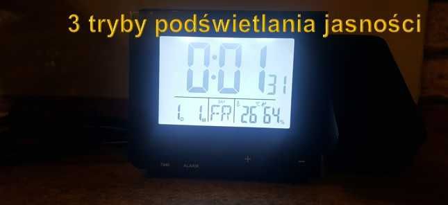 Zegar z Projektorem Termometr Wilgotność Zasilanie Przewodowe USB