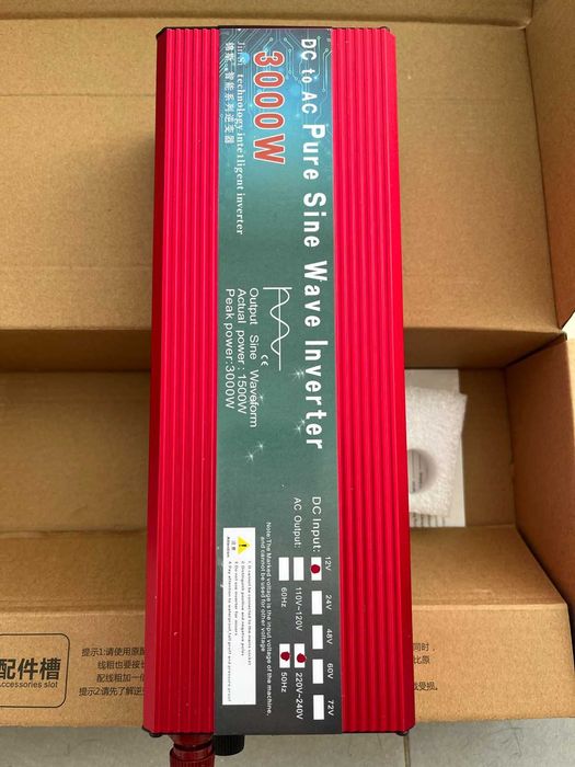 Інвертор - Pure Sine Wave Inverter DC 12v To AC 220V 3000W Portable