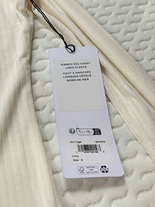 Оригінальний лонгслів Alo Yoga Ribbed Sea Coast • White • S