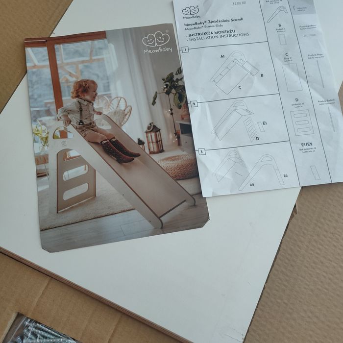 Meowbaby zjeżdżalnia drewniana biała